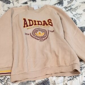 Adidas Tan Sweatshirt with Maroon and Yellow Details